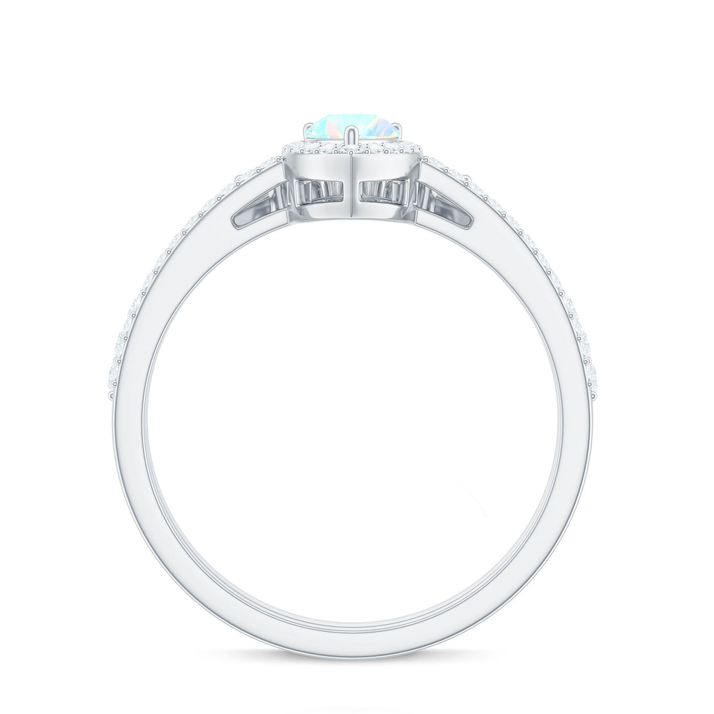 Certified Natural Ethiopian Opal Teardrop Wedding Engagement Ring Set of 2